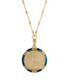 2028 Blue Enamel Crystal Round Zodiac Necklace In Gemini