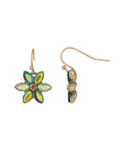 2028 Blue Iridescent Ab Glass Stone Flower Earrings In Aurore Boreale