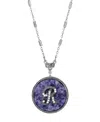 2028 Blue Round Pewter Initial Pendant Necklace In Blue R