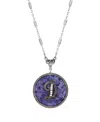 2028 Blue Round Pewter Initial Pendant Necklace In Blue D