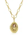 2028 Carnelian Cameo With Flowers Oval Locket Necklace In Red