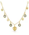 2028 Channels With Hearts Drop Necklace In Black