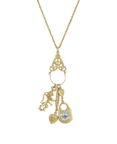2028 Charm Compass Heart Lion Necklace In Gold-tone