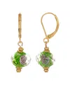 2028 Clear Crystal Green Flower Earrings In Green