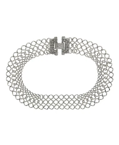 2028 Collectanea Interlaced Chain Collar Necklace In Silver-tone