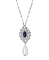 2028 Colored Stone Imitation Pearl Necklace In Blue