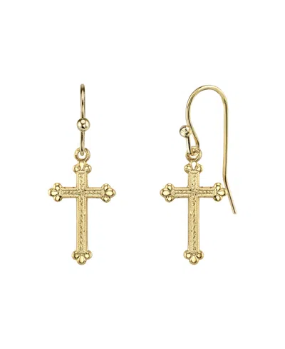 2028 Cross Earrings In Yellow