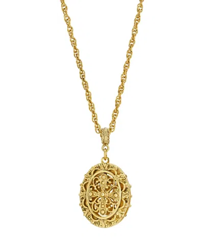 2028 Cross Filigree Locket Necklace In Gold-tone