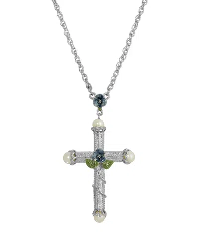2028 Cross Necklace In Blue