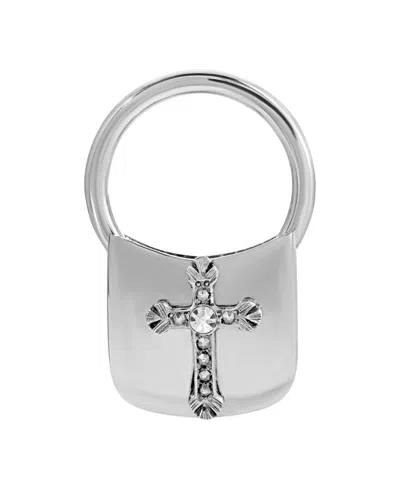 2028 Cross Small Key Fob In Holiday Tin Can In Silver-tone
