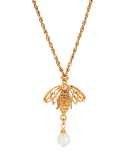 2028 Crystal Ab Bee Pendant Necklace In Yellow