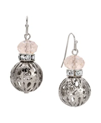 2028 Crystal Accent Filigree Ball Drop Earrings In Blue