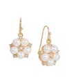 2028 Crystal Accent Flower Drop Earrings In White