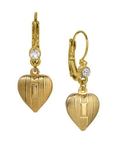 2028 Crystal Accent Heart Drop Earrings In Yellow