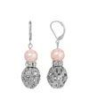 2028 Crystal Acrylic Filigree Bead Drop Earrings In Pink