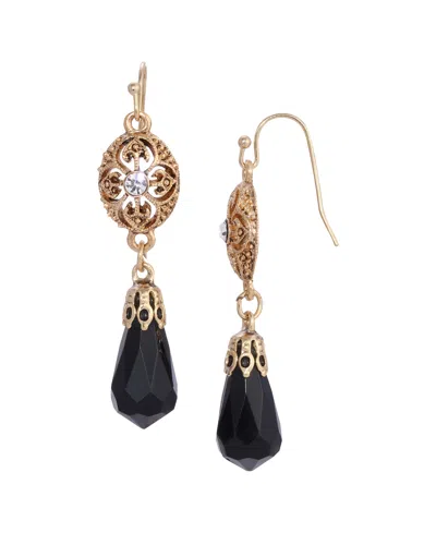 2028 Crystal Acrylic Icicle Drop Earrings In Black