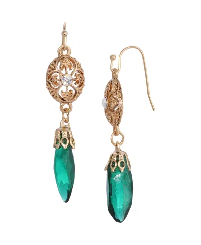 2028 Crystal Acrylic Icicle Drop Earrings In Green