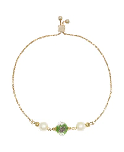 2028 Crystal And Imitation Pearl Bracelet In Green