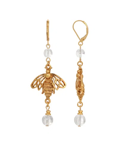 2028 Crystal Bee Drop Earrings In White