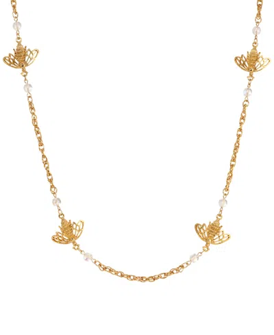 2028 Crystal Bee Necklace In Gold