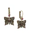 2028 Crystal Butterfly Drop Earrings In Pink