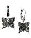 2028 Crystal Butterfly Drop Earrings In Purple