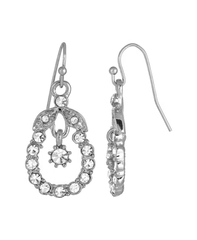 2028 Crystal Caged Drop Earrings In White