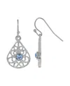 2028 Crystal Filigree Drop Earrings In Blue
