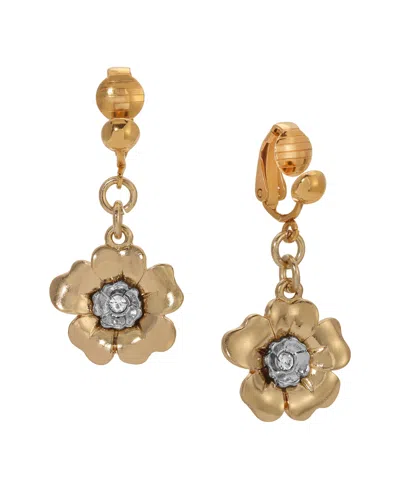 2028 Crystal Flower Clip Earrings In Yellow