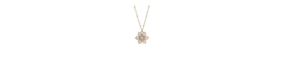 2028 Crystal Flower Pendant Necklace In White