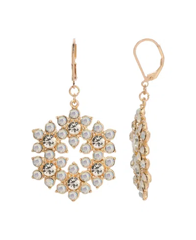 2028 Crystal Flower Wreath Drop Earring In White