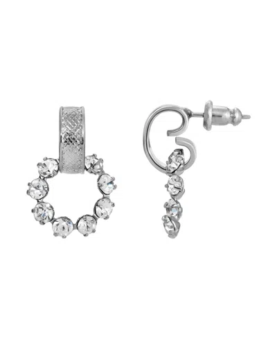 2028 Crystal Front Facing Hoop Earrings In Silver