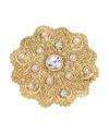 2028 Crystal Gold-tone Flower Brooch In Gold
