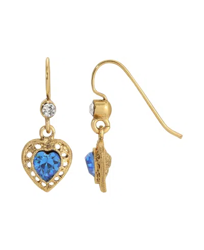 2028 Crystal Heart Drop Earrings In Blue