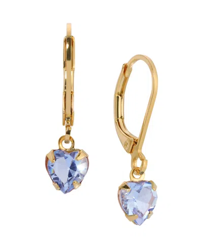 2028 Crystal Heart Drop Earrings In Blue