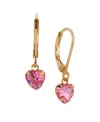 2028 Crystal Heart Drop Earrings In Pink
