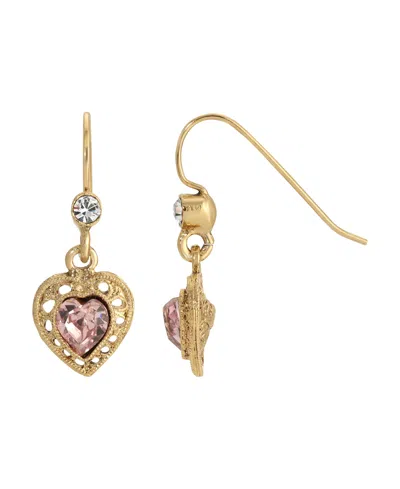 2028 Crystal Heart Drop Earrings In Purple