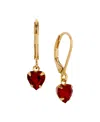 2028 Crystal Heart Drop Earrings In Red
