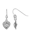 2028 Crystal Heart Drop Earrings In White