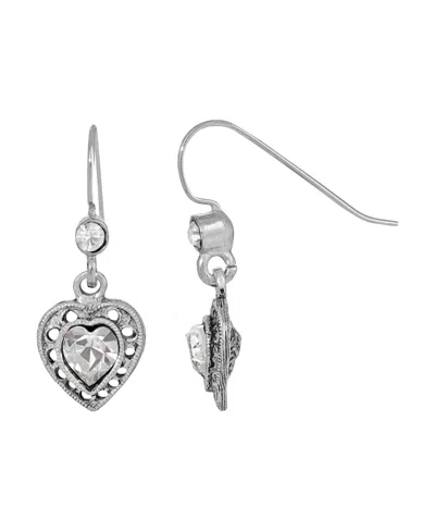 2028 Crystal Heart Drop Earrings In White