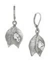2028 Crystal Leaf Drop Earrings In Gray