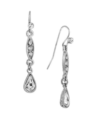 2028 Crystal Linear Silver-tone Earrings In White