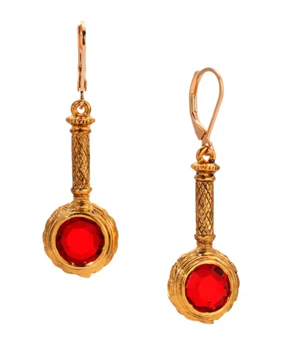 2028 Crystal Magnifier Shape Earrings In Red