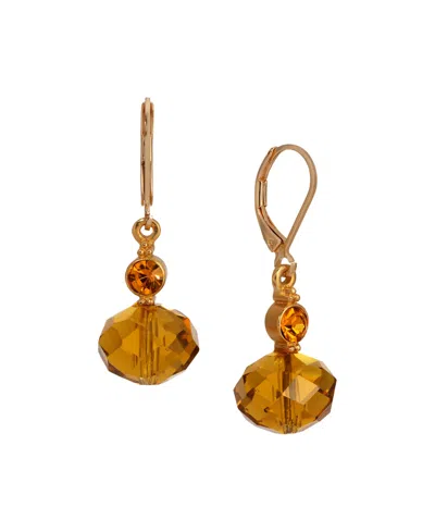 2028 Crystal Rondell Bead Drop Earrings In Brown