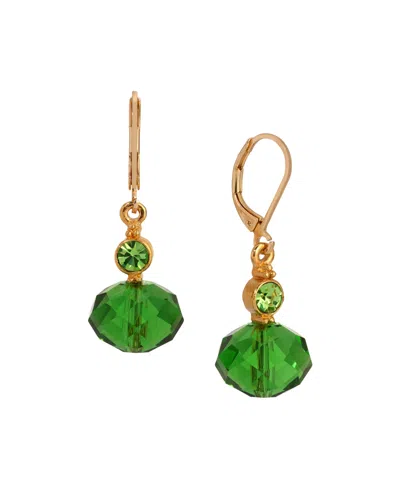 2028 Crystal Rondell Bead Drop Earrings In Green
