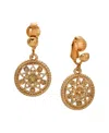 2028 Crystal Round Drop Clip Earrings In Beige
