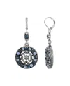 2028 Crystal Round Filigree Drop Earrings In Blue