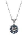 2028 Crystal Round Pendant Necklace In Blue