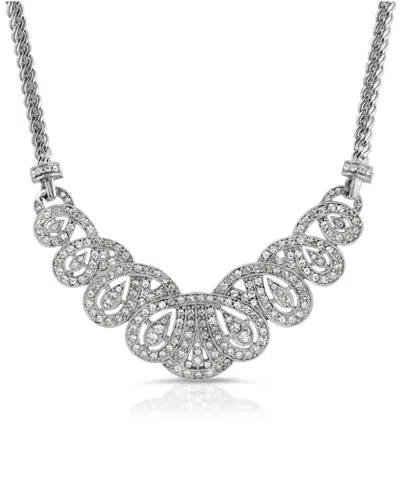 2028 Crystal St. James Club Scalloped Pave Necklace In Silver-tone