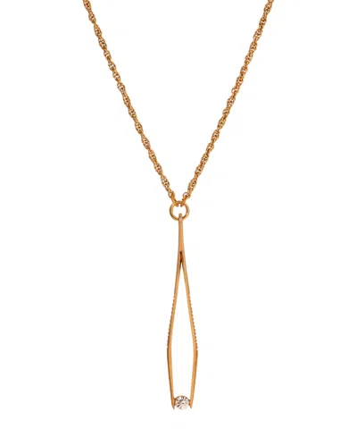 2028 Crystal Tweezer Pendant Necklace In Yellow